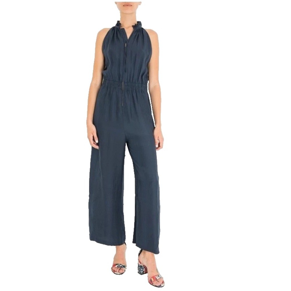 Apiece Apart Archer Zip Front High Neck Jumpsuit 100% Silk, Size 8
